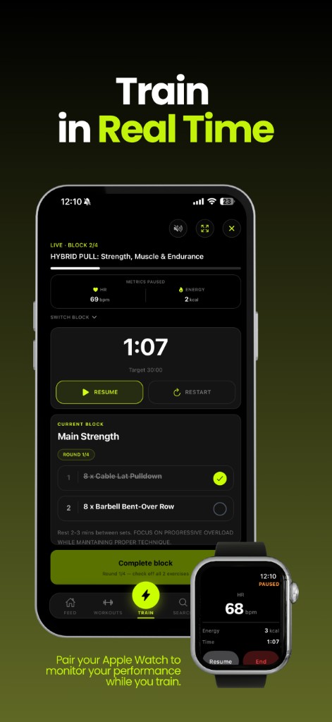 Live training session with Apple Watch